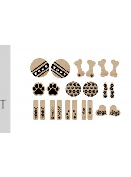 Σετ των 3 Intra απο ξύλο plywood 3mm-4mm πάχος 16 Par of Dog Paw Earrings Δίασταση 3x3 cm INTRAFABR-9172701