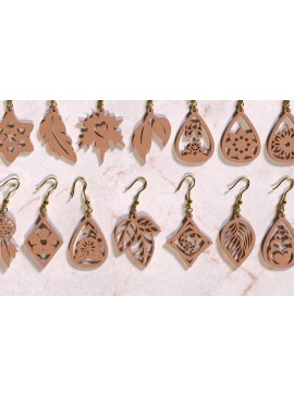 Σετ των 3 Intra απο ξύλο plywood 3mm-4mm πάχος 18 Earring , Earring  Graphic Δίασταση 3x3 cm INTRAFABR-119170373