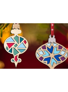 Σετ των 3 Intra απο ξύλο plywood 3mm-4mm πάχος 2 Χριστουγεννιάτικα στολίδια πάπλωμα αχυρώνα Pr Δίασταση 8x8 cm INTRAFABR-108396625