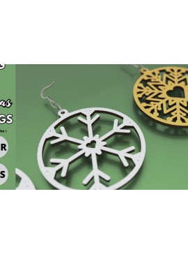 Σετ των 3 Intra απο ξύλο plywood 3mm-4mm πάχος 2 τεμάχια Σκουλαρίκια Heart Snowflake, κομμένα Δίασταση 3x3 cm INTRAFABR-80008062