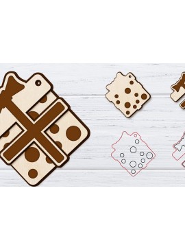 Σετ των 3 Intra απο ξύλο plywood 3mm-4mm πάχος Χριστουγεννιάτικα σκουλαρίκια με 2 στρώσεις | Λέιζερ Δίασταση 3x3 cm INTRAFABR-36236254