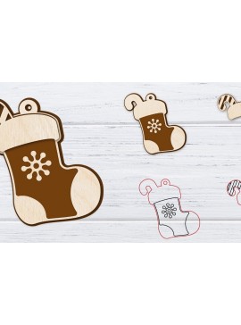 Σετ των 3 Intra απο ξύλο plywood 3mm-4mm πάχος Χριστουγεννιάτικα σκουλαρίκια με 2 στρώσεις | Λέιζερ Δίασταση 3x3 cm INTRAFABR-36235751