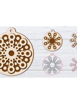 Σετ των 3 Intra απο ξύλο plywood 3mm-4mm πάχος Χριστουγεννιάτικα σκουλαρίκια με 2 στρώσεις | Λέιζερ Δίασταση 3x3 cm INTRAFABR-36236040