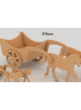 Σετ των 2 Intra απο ξύλο plywood 3mm-4mm πάχος Σχέδιο καροτσιού αλόγων Βρετανίας 2 μεγεθών Δίασταση 30x20 cm INTRAFABR-42952424
