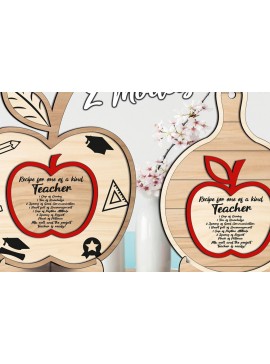 Σετ των 2 Intra απο ξύλο plywood 3mm-4mm πάχος 2 Δώρο για δάσκαλο Apple Στρογγυλή σανίδα κοπής Δίασταση 15x15 cm INTRAFABR-103441261