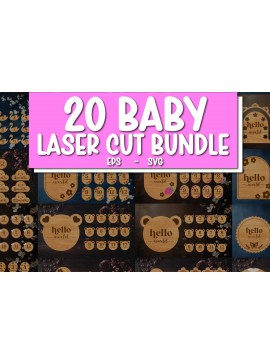 Σετ των 2 Intra απο ξύλο plywood 3mm-4mm πάχος Baby Milestone Discs | Δίασταση 30x20 cm INTRAFABR-118829223