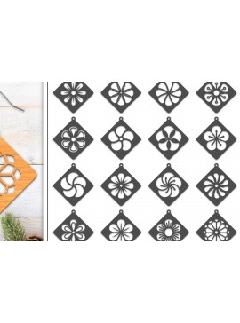 Σετ των 3 Intra απο ξύλο plywood 3mm-4mm πάχος 20 Σκουλαρίκια λουλουδιών Σχεδιασμός Δίασταση 3x3 cm INTRAFABR-103051000