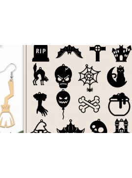 Σετ των 3 Intra απο ξύλο plywood 3mm-4mm πάχος 20 Σχεδίαση αποκριάτικα σκουλαρίκια με λέιζερ Δίασταση 3x3 cm INTRAFABR-102817116