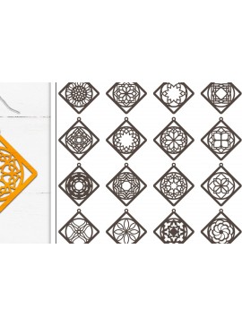 Σετ των 3 Intra απο ξύλο plywood 3mm-4mm πάχος 20 Σκουλαρίκια Mandala Σχεδιασμός Δίασταση 3x3 cm INTRAFABR-103322416