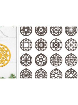 Σετ των 3 Intra απο ξύλο plywood 3mm-4mm πάχος 20 Σκουλαρίκια Mandala Σχεδιασμός Δίασταση 3x3 cm INTRAFABR-103397255