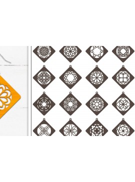 Σετ των 3 Intra απο ξύλο plywood 3mm-4mm πάχος 20 Σκουλαρίκια Mandala Σχεδιασμός Δίασταση 3x3 cm INTRAFABR-103836222