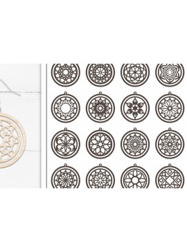 Σετ των 3 Intra απο ξύλο plywood 3mm-4mm πάχος 20 Σκουλαρίκια Mandala Σχέδιο  Δίασταση 3x3 cm INTRAFABR-103765810