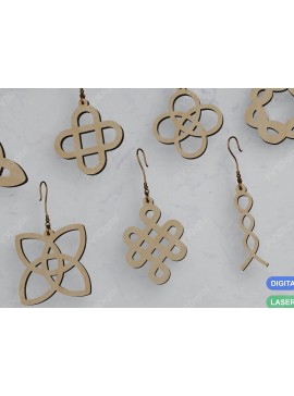 Σετ των 2 Intra απο ξύλο plywood 3mm-4mm πάχος 20 Σκουλαρίκια με λέιζερ Κέλτικος κόμπος Δίασταση 25x25 cm INTRAFABR-120037215