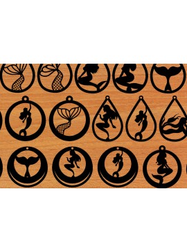 Σετ των 3 Intra απο ξύλο plywood 3mm-4mm πάχος με 20 σκουλαρίκια γοργόνας Δίασταση 3x3 cm INTRAFABR-97449887