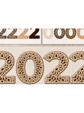 Σετ των 2 Intra απο ξύλο plywood 3mm-4mm πάχος Πρωτοχρονιάτικο κομμένο 2022 Δίασταση 15x15 cm INTRAFABR-21931822