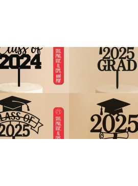 Σετ των 3 Intra απο ξύλο plywood 3mm-4mm πάχος 2025 Graduation Cake Topper Δίασταση 4x4 cm INTRAFABR-122146340