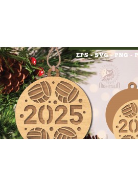 Σετ των 3 Intra απο ξύλο plywood 3mm-4mm πάχος 2025 Στολίδι κοπής με λέιζερ βόλεϊ Δίασταση 8x8 cm INTRAFABR-112765869