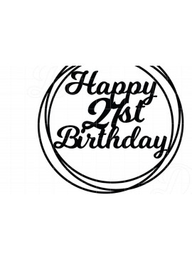 Σετ των 2 Intra απο ξύλο plywood 3mm-4mm πάχος 21 Happy Birthday Cake Topper Δίασταση 15x15 cm INTRAFABR-12654030