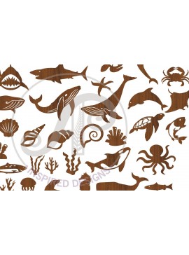 Intra απο ξύλο plywood 3mm-4mm πάχος 23 Θέμα Sea Life Αποκοπή σχήματος Δίασταση 30x20 cm INTRAFABR-65796052