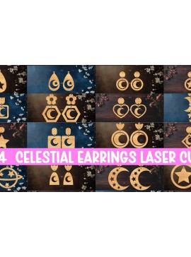 Σετ των 3 Intra απο ξύλο plywood 3mm-4mm πάχος 24 Ουράνια Σκουλαρίκια Δίασταση 3x3 cm INTRAFABR-121280683