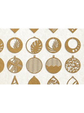 Σετ των 3 Intra απο ξύλο plywood 3mm-4mm πάχος 24 Σκουλαρίκια Σχέδια κοπής με λέιζερ Δίασταση 2x2 cm INTRAFABR-60832148