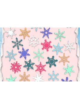 Σετ των 3 Intra απο ξύλο plywood 3mm-4mm πάχος 24 Snowflakes Cut  Δίασταση 8x8 cm INTRAFABR-111017362