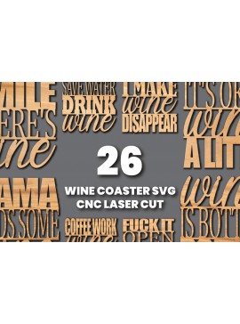 Σετ των 2 Intra απο ξύλο plywood 3mm-4mm πάχος 26 Σουβέρ κρασιού Πρότυπο κοπής με λέιζερ CNC Δίασταση 15x15 cm INTRAFABR-12097354