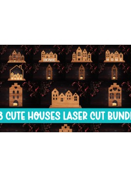 Σετ των 2 Intra απο ξύλο plywood 3mm-4mm πάχος 28 Τρισδιάστατη βάση σπιτιού Διακόσμηση σπιτιού Δίασταση 15x15 cm INTRAFABR-122870449