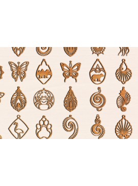 Σετ των 2 Intra απο ξύλο plywood 3mm-4mm πάχος 28 Σκουλαρίκια ζώων Cut  Δίασταση 3000x3000 cm INTRAFABR-118830229