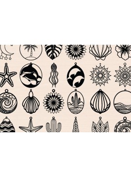 Σετ των 2 Intra απο ξύλο plywood 3mm-4mm πάχος 28 Καλοκαιρινά Ξύλινα Σκουλαρίκια κοπής με λέιζερ Δίασταση 3000x3000 cm INTRAFABR-117450029