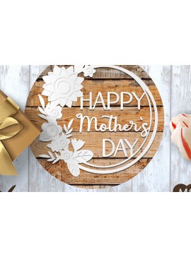 Σετ των 2 Intra απο ξύλο plywood 3mm-4mm πάχος 3D Happy Mother`s Day Sing with Flowers Δίασταση 15x15 cm INTRAFABR-30044703