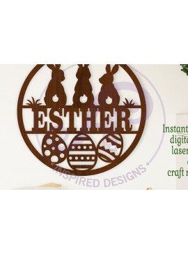 Σετ των 3 Intra απο ξύλο plywood 3mm-4mm πάχος 3 Πασχαλινά λαγουδάκια Ονομασία Επιγραφή τοίχου, Δίασταση 10x10 cm INTRAFABR-113482571