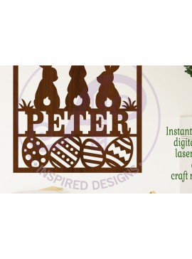 Σετ των 3 Intra απο ξύλο plywood 3mm-4mm πάχος 3 Easter Bunnies Square Όνομα Wall Art Δίασταση 10x10 cm INTRAFABR-113547581