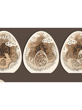 Σετ των 2 Intra απο ξύλο plywood 3mm-4mm πάχος 3 Αυγά Πασχαλινή χειροτεχνική διακόσμηση Δίασταση 15x15 cm INTRAFABR-55332308