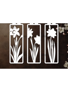 Σετ των 2 Intra απο ξύλο plywood 3mm-4mm πάχος 3 Floral σελιδοδείκτες Paper Cut Δίασταση 10x20 cm INTRAFABR-115815920