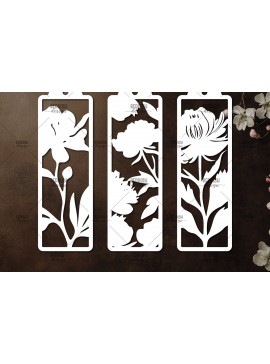 Σετ των 2 Intra απο ξύλο plywood 3mm-4mm πάχος 3 Floral σελιδοδείκτες Paper Cut Δίασταση 10x20 cm INTRAFABR-115815932