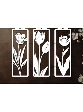 Σετ των 2 Intra απο ξύλο plywood 3mm-4mm πάχος 3 Floral σελιδοδείκτες Paper Cut Δίασταση 10x20 cm INTRAFABR-115816003