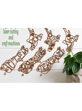 Σετ των 2 Intra απο ξύλο plywood 3mm-4mm πάχος 3 περικοπής λέιζερ New Zealand Outline Δίασταση 30x30 cm INTRAFABR-76417718