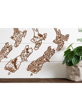 Σετ των 2 Intra απο ξύλο plywood 3mm-4mm πάχος 3 περικοπής λέιζερ New Zealand Outline Δίασταση 15x15 cm INTRAFABR-76182279