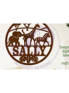 Σετ των 3 Intra απο ξύλο plywood 3mm-4mm πάχος Σήμα ονόματος 3 Safari Animals Δίασταση 6x6 cm INTRAFABR-109903293