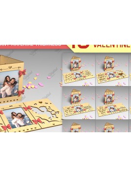 Σετ των 2 Intra απο ξύλο plywood 3mm-4mm πάχος Αγίου Βαλεντίνου 3 όψεων Δίασταση 20x30 cm INTRAFABR-86219705