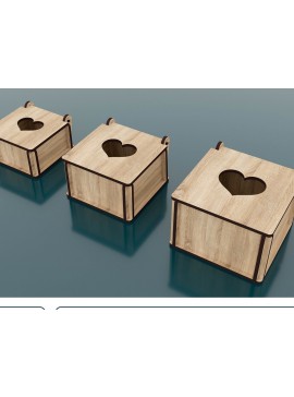 Σετ των 2 Intra απο ξύλο plywood 3mm-4mm πάχος 3 μεγέθη κουτιού με καπάκι Δίασταση 15x15 cm INTRAFABR-58201265