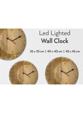 Σετ των 2 Intra απο ξύλο plywood 3mm-4mm πάχος Ρολόι τοίχου 3 μεγεθών , Led Lighted Δίασταση 30x20 cm INTRAFABR-39111459