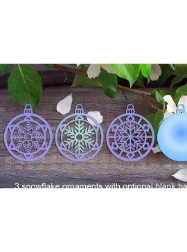 Σετ των 3 Intra απο ξύλο plywood 3mm-4mm πάχος 3 Στολίδια με νιφάδες χιονιού - Προαιρετική πλάτη Δίασταση 4x4 cm INTRAFABR-112059739