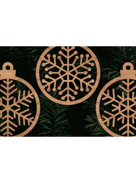 Σετ των 3 Intra απο ξύλο plywood 3mm-4mm πάχος 3 Στρογγυλό στολίδι με νιφάδα χιονιού Δίασταση 8x8 cm INTRAFABR-106186172