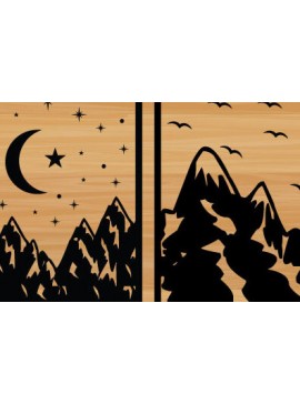 Σετ των 2 Intra απο ξύλο plywood 3mm-4mm πάχος 3 Λέιζερ Τέχνης Βουνού Τείχους Ήλιου και Σελήνης Δίασταση 40x40 cm INTRAFABR-68048905