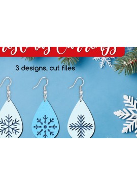 Σετ των 3 Intra απο ξύλο plywood 3mm-4mm πάχος 3 Σκουλαρίκια Snowflake Teardrop Δίασταση 3x3 cm INTRAFABR-111187934