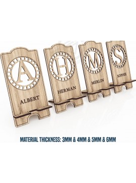 Σετ των 3 Intra απο ξύλο plywood 3mm-4mm πάχος κοπής με λέιζερ 30 Letter Phone Holder Δίασταση 3x6 cm INTRAFABR-119476764