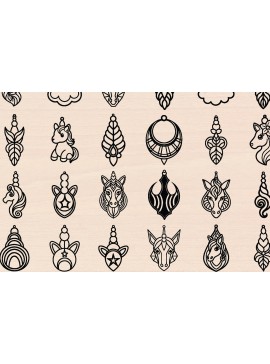 Σετ των 2 Intra απο ξύλο plywood 3mm-4mm πάχος με 30 σκουλαρίκια Unicorn Δίασταση 3000x3000 cm INTRAFABR-120655527