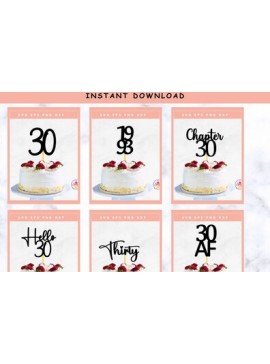 Σετ των 2 Intra απο ξύλο plywood 3mm-4mm πάχος 30ων γενεθλίων Cake Topper Δίασταση 15x15 cm INTRAFABR-70647290